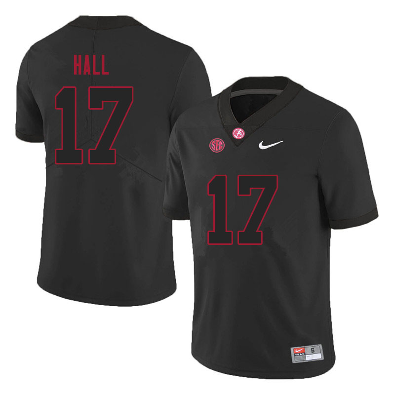 Alabama Crimson Tide Men's Agiye Hall #17 Black NCAA Nike Authentic Stitched 2021 College Football Jersey MZ16X33HS